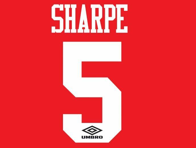 Sharpe #5 Manchester United 1993-1996 Home Football Nameset for shirt