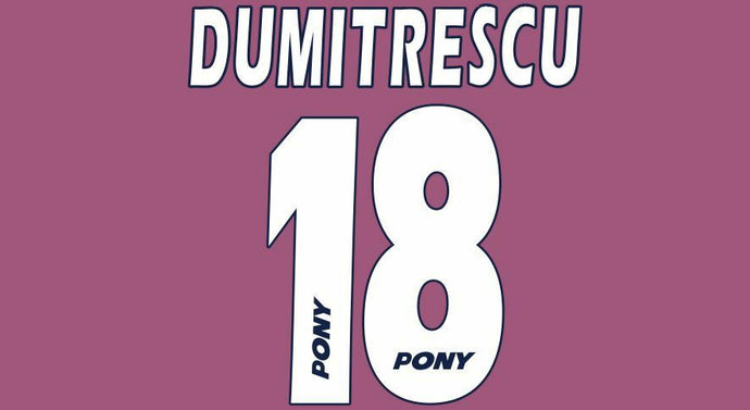 Dumitrescu #18 West Ham United 1995-1996 Hammers Home Football Nameset 4 shirt