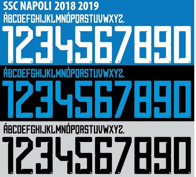 Napoli 2018-2019 Home/Away Football Nameset Build Your Own Name and Numbers