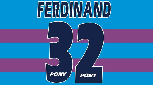 Ferdinand #32 West Ham United 1995-1996 Hammers Away Football Nameset 4 shirt