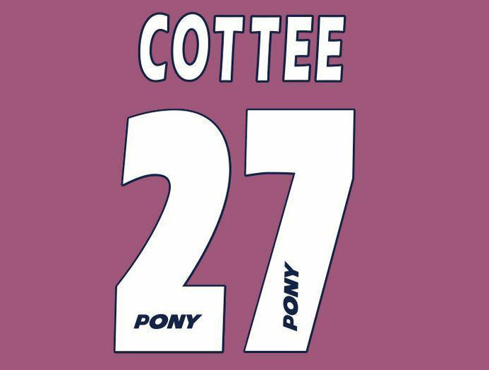 Cottee #27 West Ham United 1994-1995 Hammers Home Football Nameset 4 shirt