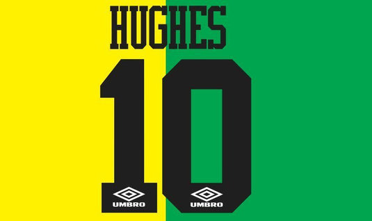 Hughes #10 Manchester United 1993-1994 Newton Heath Football Nameset for shirt