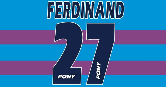 Ferdinand #27 West Ham United 1996-1997 Hammers Away Football Nameset 4 shirt