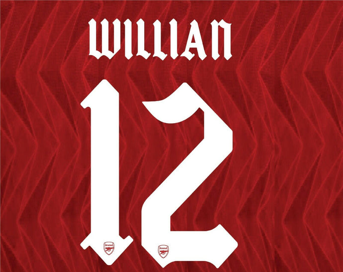 William 12 2020-2021 Arsenal Gunners Home Cup & Eurpoean Football Nameset for shirt