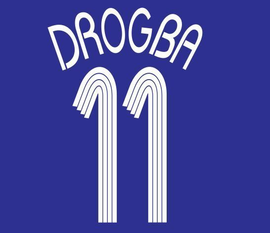 Drogba #11 Chelsea 2006-2008 Home Champions League Football Nameset for shirt