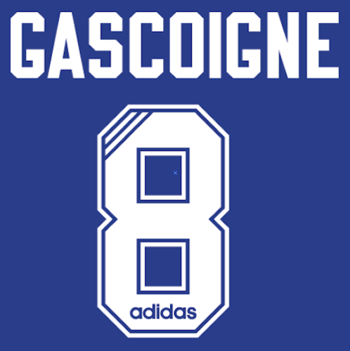 Gascoigne 8 1996-1997 Rangers Adidas Home Classic Football Nameset